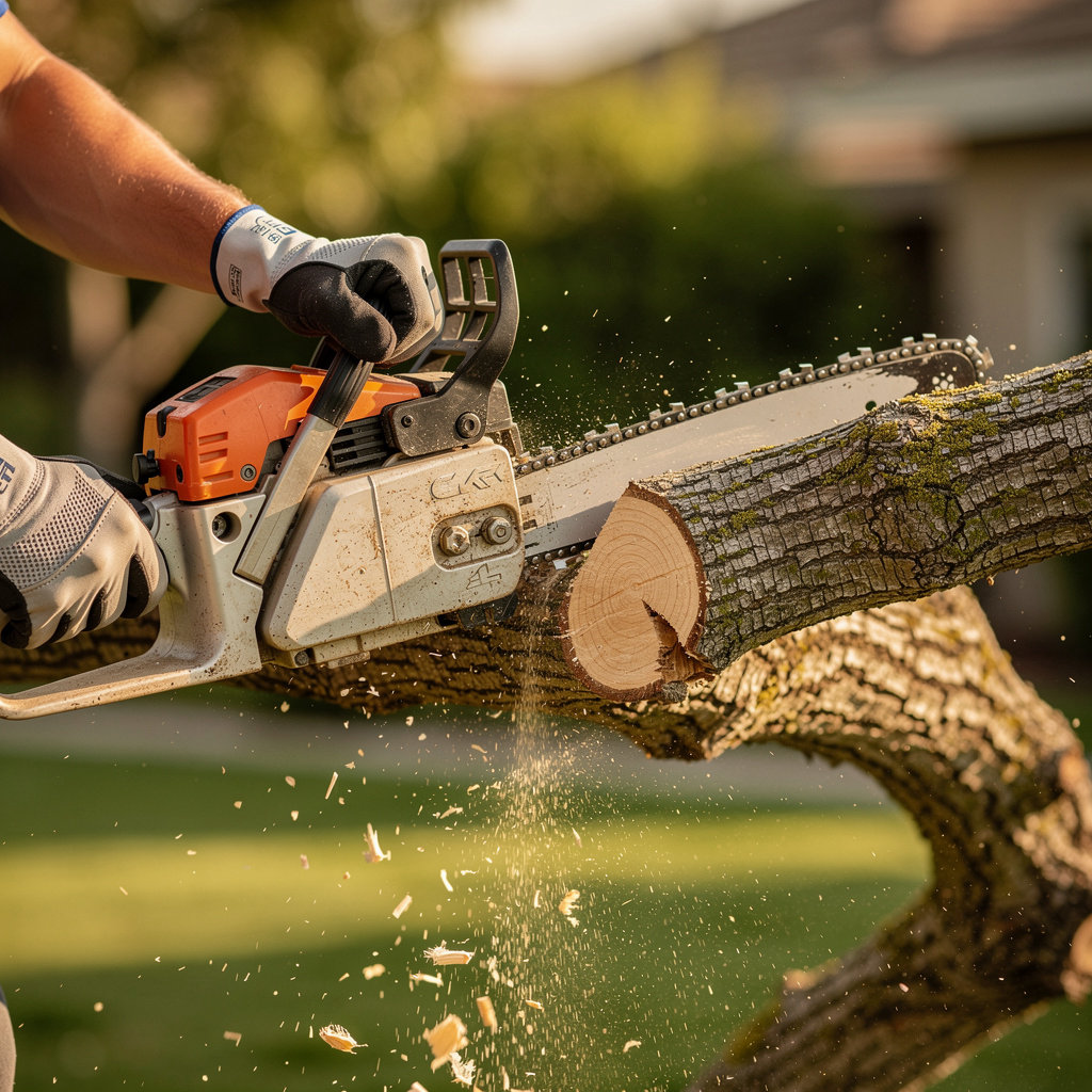 J & M LANDSCAPING & TREE SERVICE professional arborist performing safe tree trimming in Escondido, CA